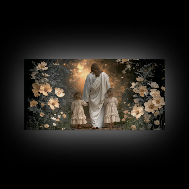 Garden Light Blessing, Framed Canvas Print, Jesus Painting, Christian Wall Art, Christian Art, Christian Art Canvas, Christian Gift