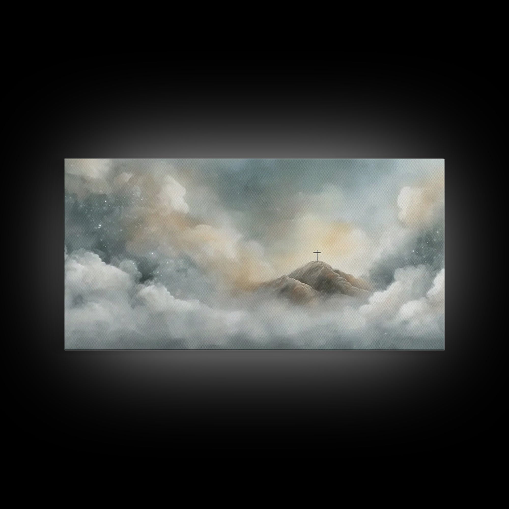 Silent Peaks – Framed Canvas Print – Christian Wall Art – Minimalist Christian Art – Christian Art Canvas – Christmas TV Art