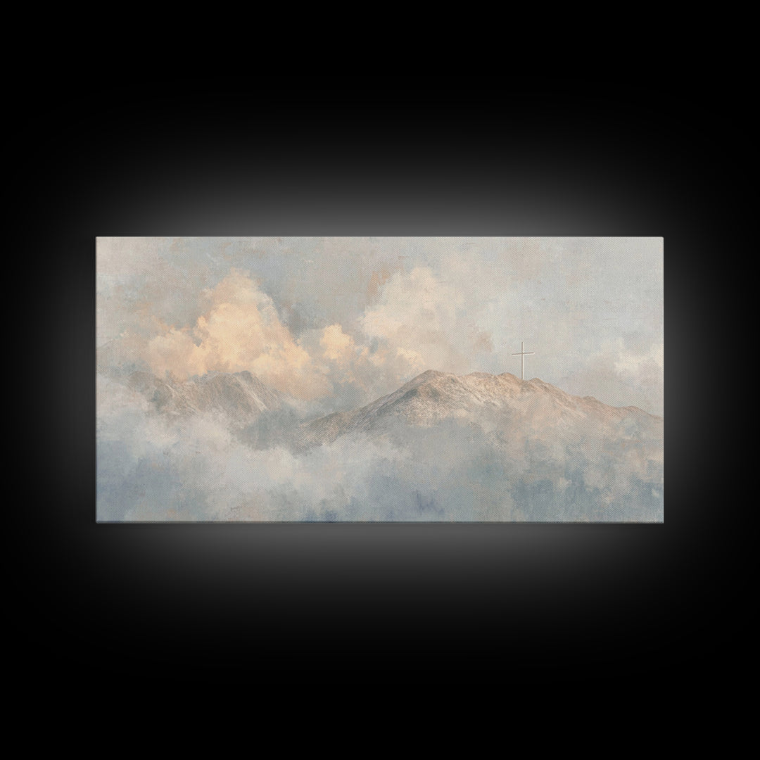 Heaven’s Crest – Framed Canvas Print – Christian Wall Art – Christian Art Canvas – Minimalist Christian Art – Christmas Art Prints