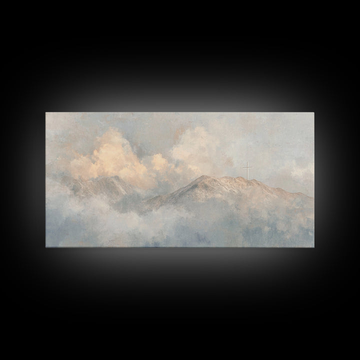Heaven’s Crest – Framed Canvas Print – Christian Wall Art – Christian Art Canvas – Minimalist Christian Art – Christmas Art Prints
