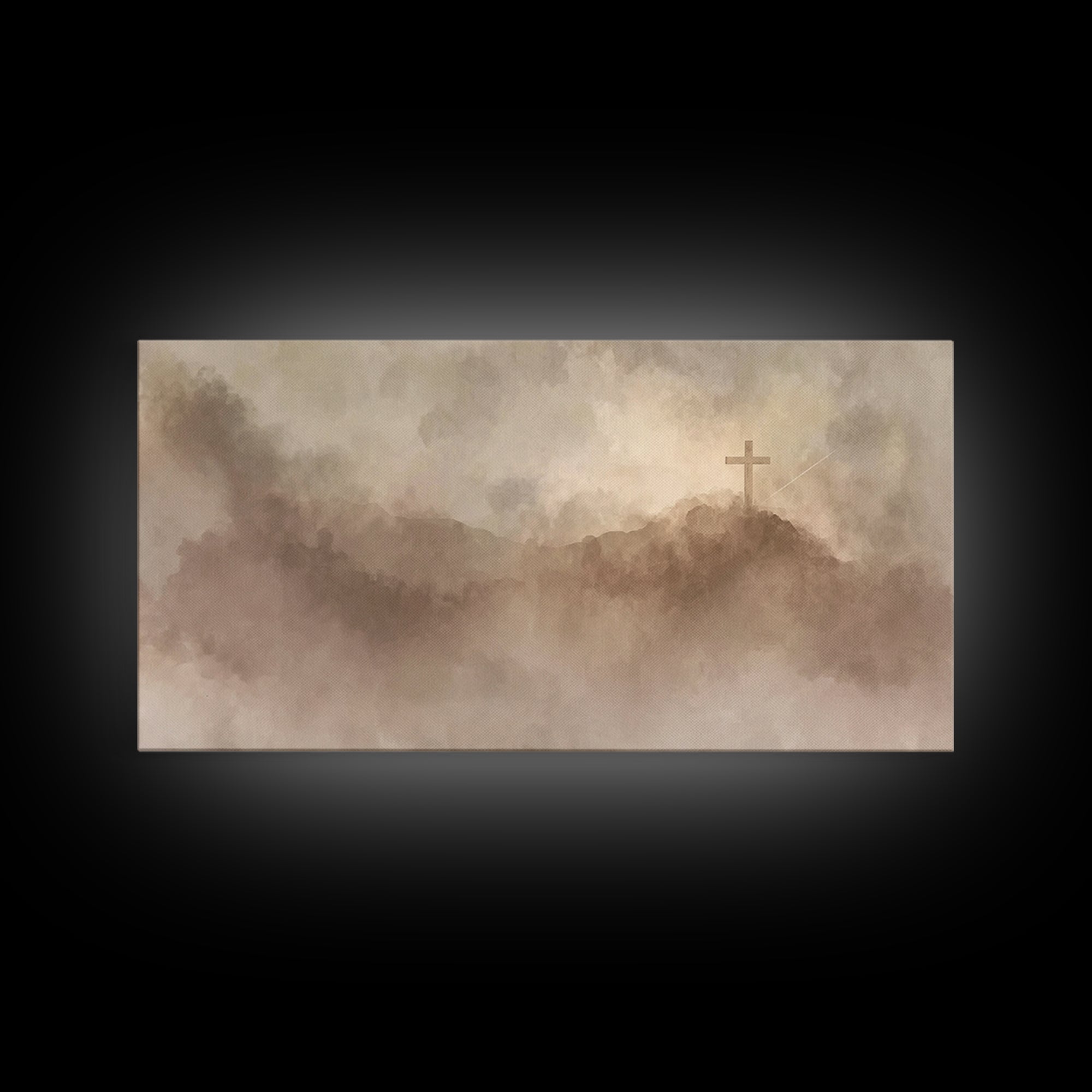 Silent Hilltop – Framed Canvas Print – Christian Art Canvas – Christian Wall Art – Subtle Christian Paintings – Christian Christmas Art