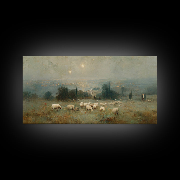 Shepherds Of Light – Framed Canvas Print – Christian Wall Art – Christian Art Canvas – Christmas Art Prints – Christian Christmas Decor