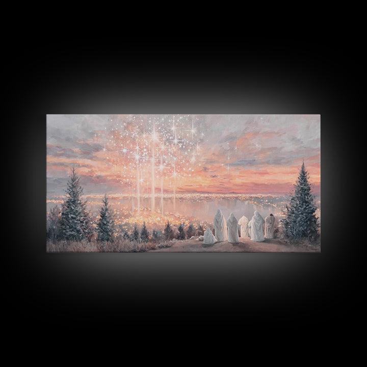 Angelic Horizon – Framed Canvas Print – Christian Art Canvas – Modern Christian Art – Christmas Wall Art – Christian Christmas Art