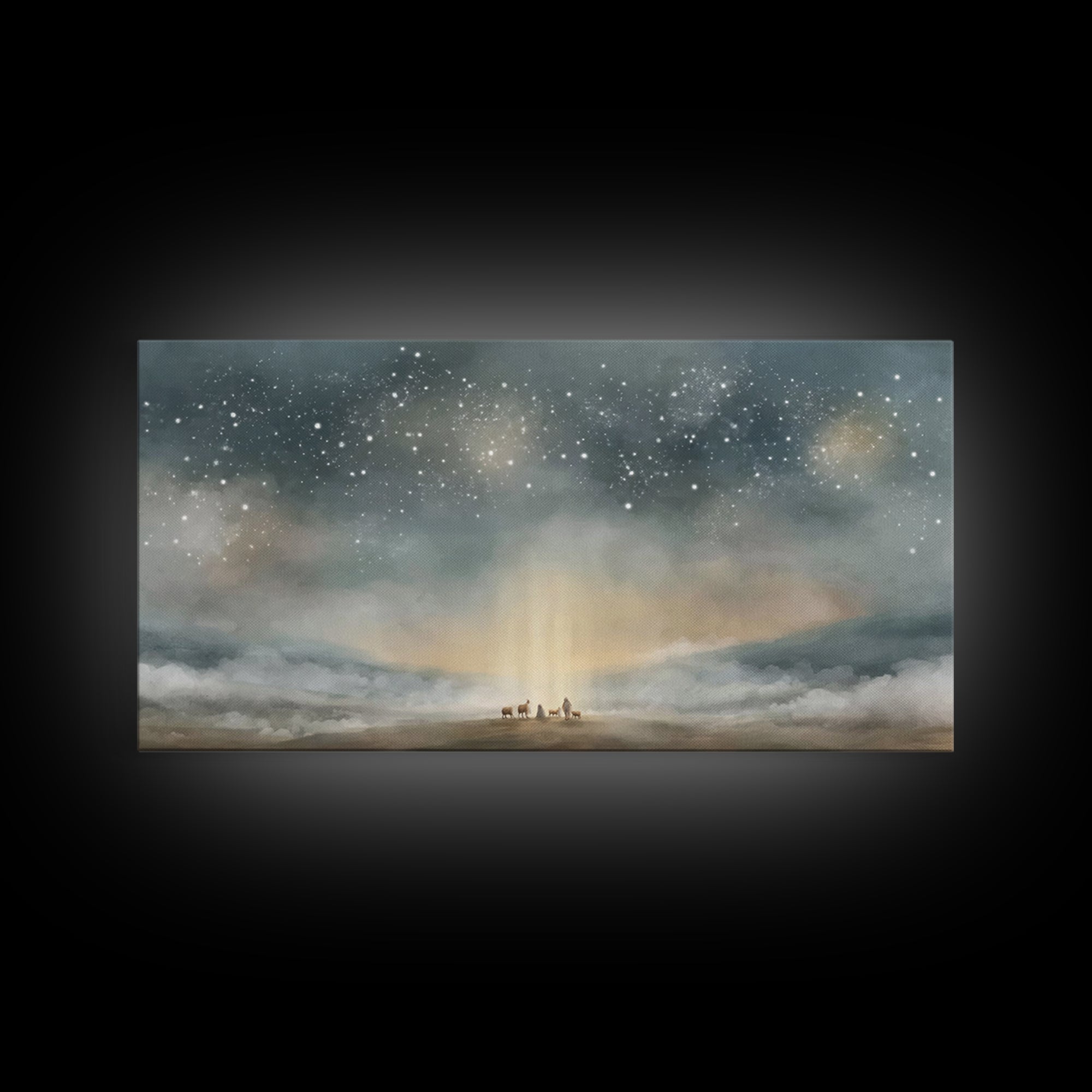 Bethlehem Dawn Star, Framed Canvas Print, Christian Wall Art, Christian Art Canvas, Christmas Art, Christian Christmas Decor