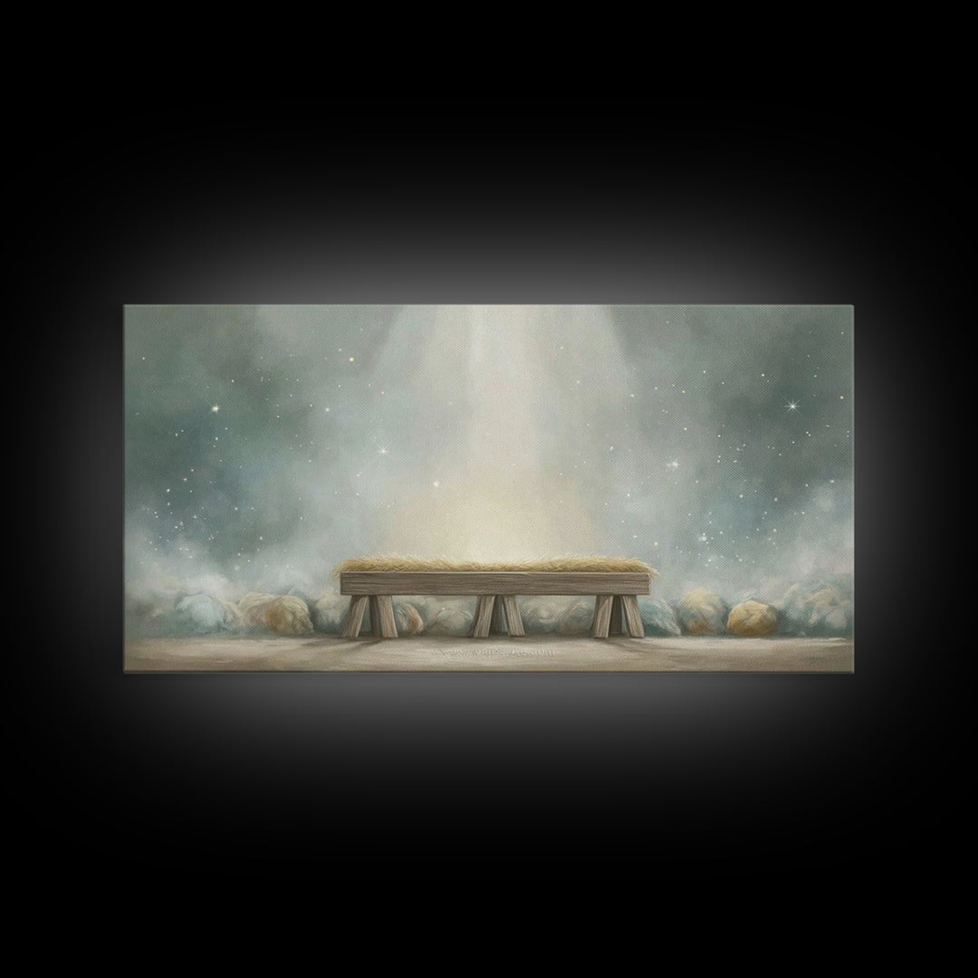 Humble Birth Stillness | Framed Canvas Print | Christian Art Canvas | Christian Wall Art | Christmas Art | Christian Decor