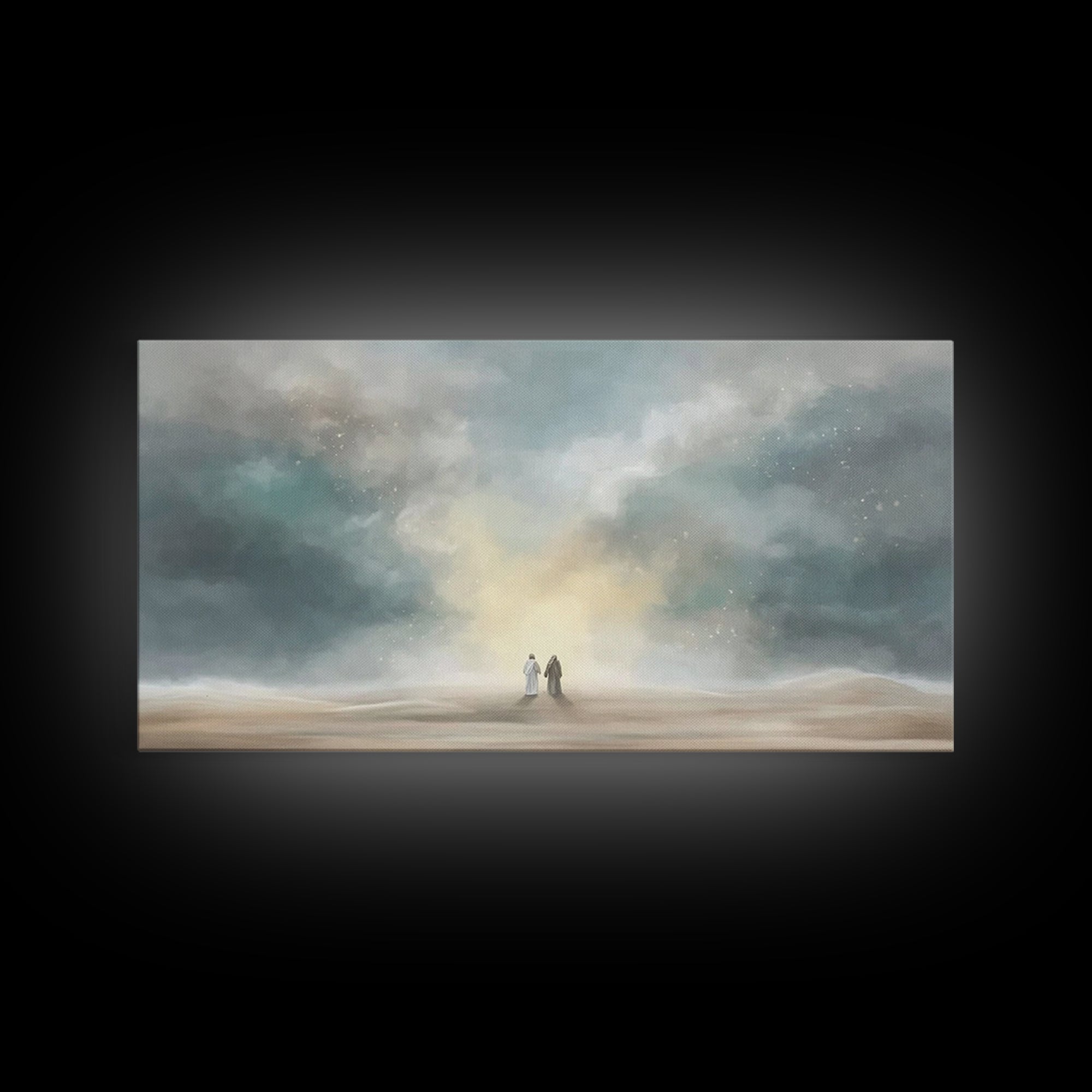 Heavenly Ascent – Framed Canvas Print – Christian Art Canvas – Christian Wall Art – Blue Christian Art – Christian Painting – Christian Gif