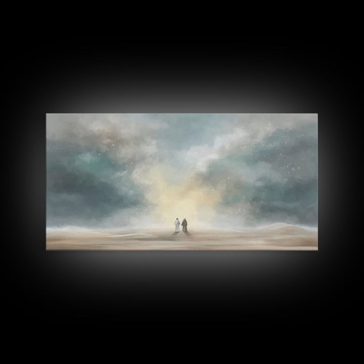 Heavenly Ascent – Framed Canvas Print – Christian Art Canvas – Christian Wall Art – Blue Christian Art – Christian Painting – Christian Gif