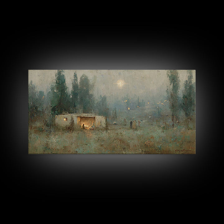 Bethlehem Evening Star, Framed Canvas Print, Christmas Art, Christian Wall Art, Christian Art Canvas, Christian Christmas Art