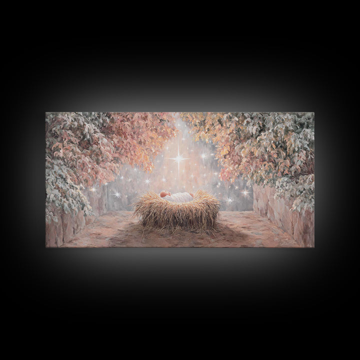 Heaven’s Tender Gift – Framed Canvas Print – Christian Wall Art – Christian Christmas Art – Christmas Art – Christian Art Canvas