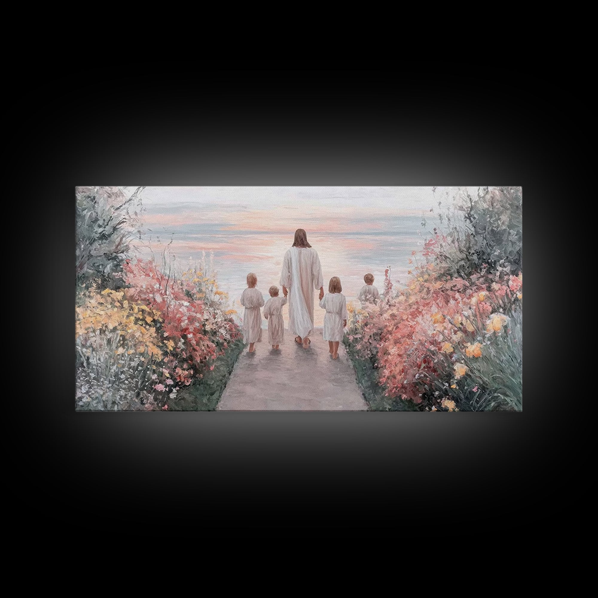Path Of Peace, Framed Canvas Print, Jesus Painting, Christian Wall Art, Christian Art Canvas, Christian Art