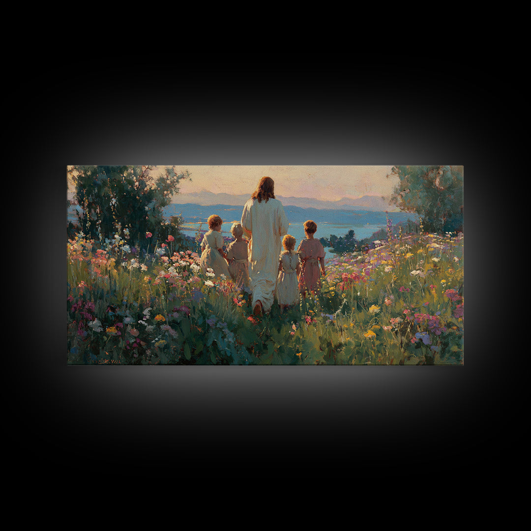 Walk In His Light – Framed Canvas Print – Jesus Painting – Christian Art Canvas – Christian Wall Art – Christian Art