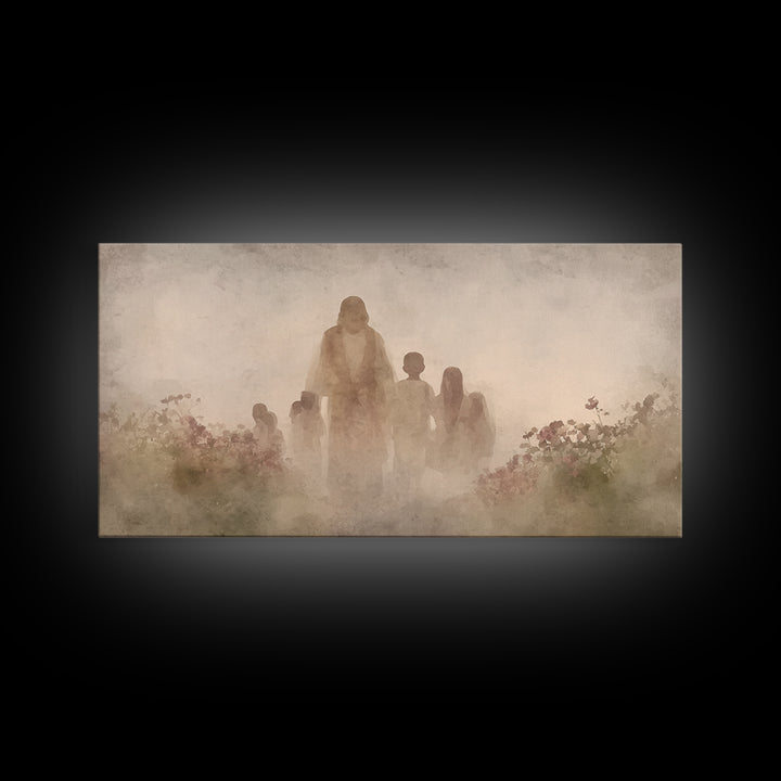 Field Of Mercy – Framed Canvas Print – Christian Wall Art – Jesus Painting – Christian Art Canvas – Pastoral Scenery – Christian Christmas