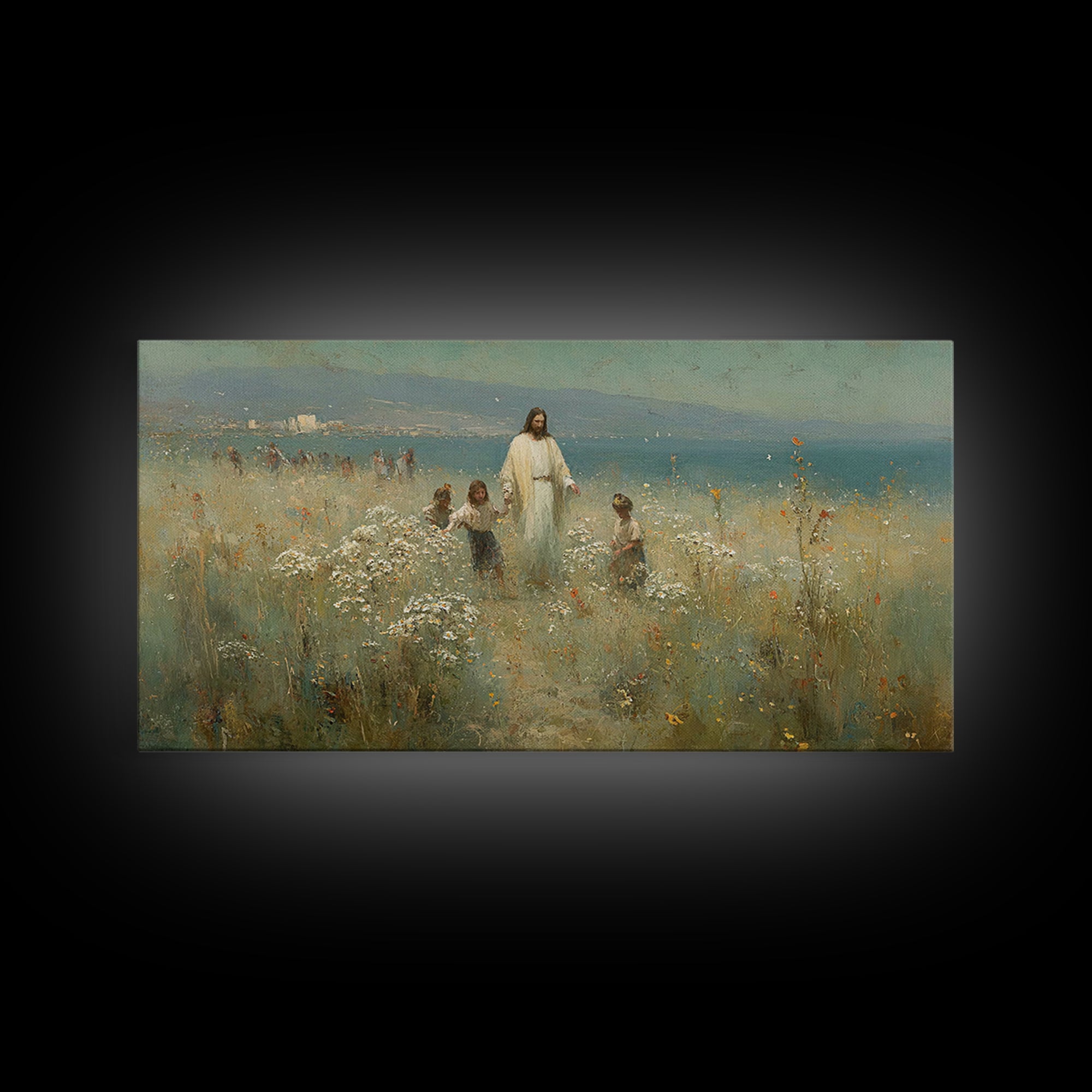 Garden Of Light – Framed Canvas Print – Christian Art Canvas – Jesus Painting – Christian Wall Art – Christian Christmas Art – Vintage Chri