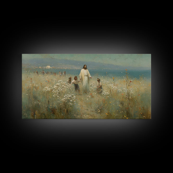Garden Of Light – Framed Canvas Print – Christian Art Canvas – Jesus Painting – Christian Wall Art – Christian Christmas Art – Vintage Chri