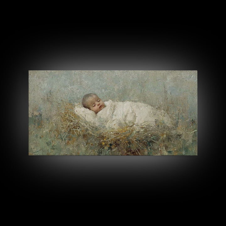 Sacred Manger – Framed Canvas Print – Jesus Christmas Art – Christian Art Canvas – Christmas Wall Art – Christian Christmas Decorations – V