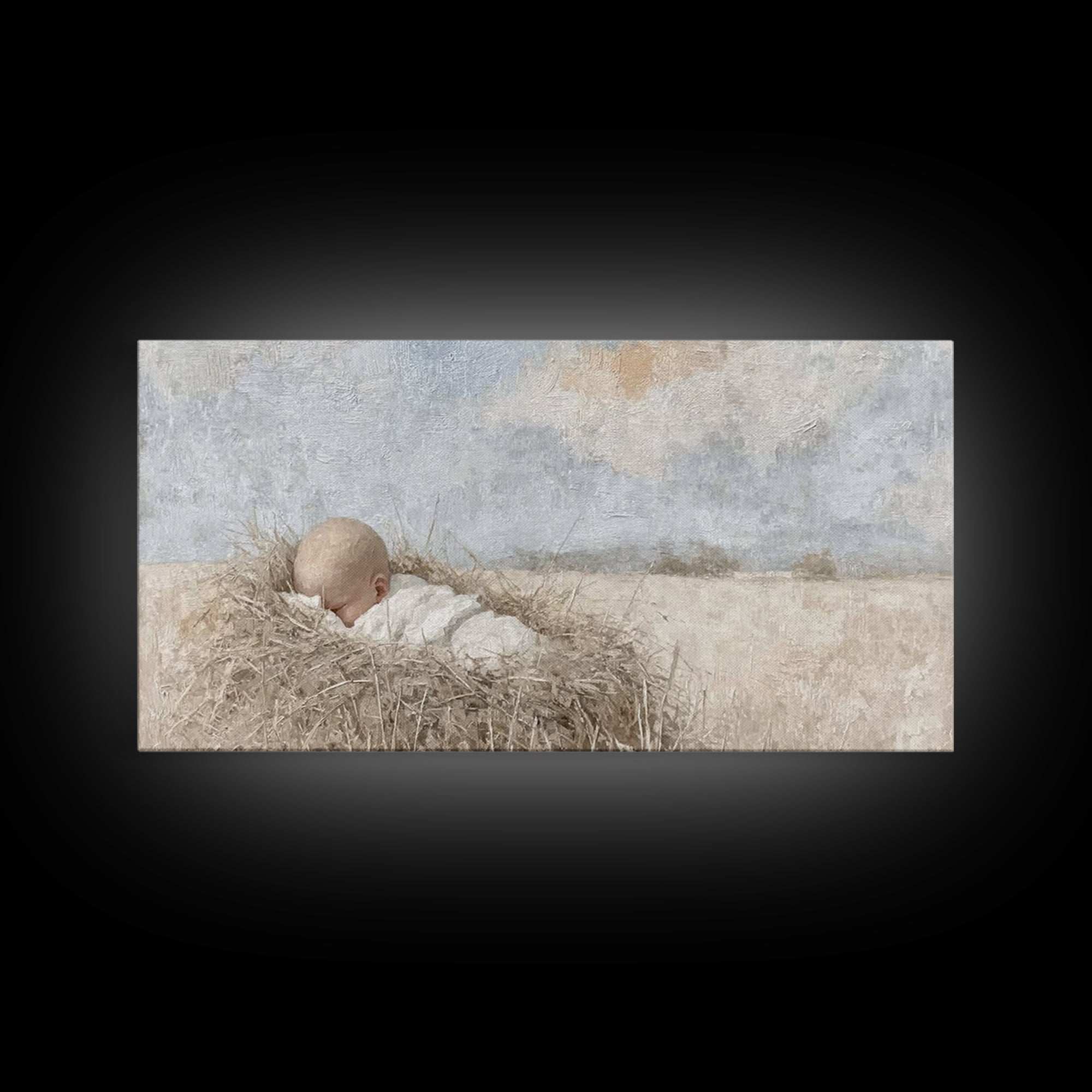 Infant Grace – Framed Canvas Print – Christian Art Canvas – Christmas Wall Art – Christian Christmas Decorations – White Christmas Art – Ch