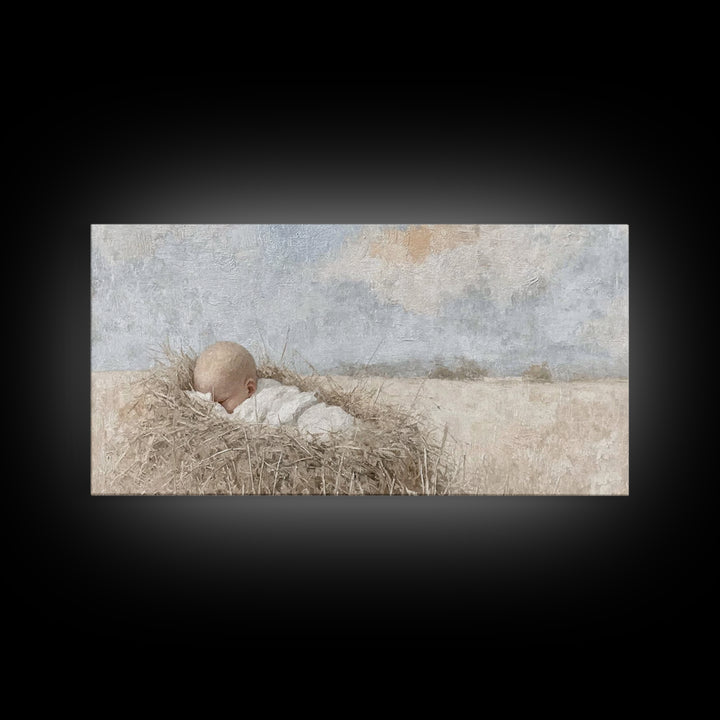 Infant Grace – Framed Canvas Print – Christian Art Canvas – Christmas Wall Art – Christian Christmas Decorations – White Christmas Art – Ch