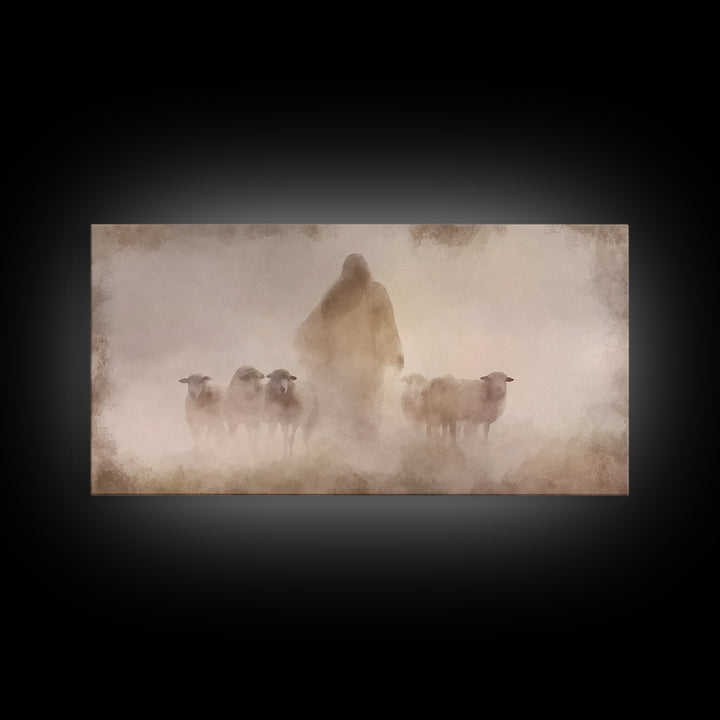 Shepherd’s Call – Framed Canvas Print – Christian Wall Art – Jesus Painting – Christian Art Canvas – Moody Christian Art – Christian Decor