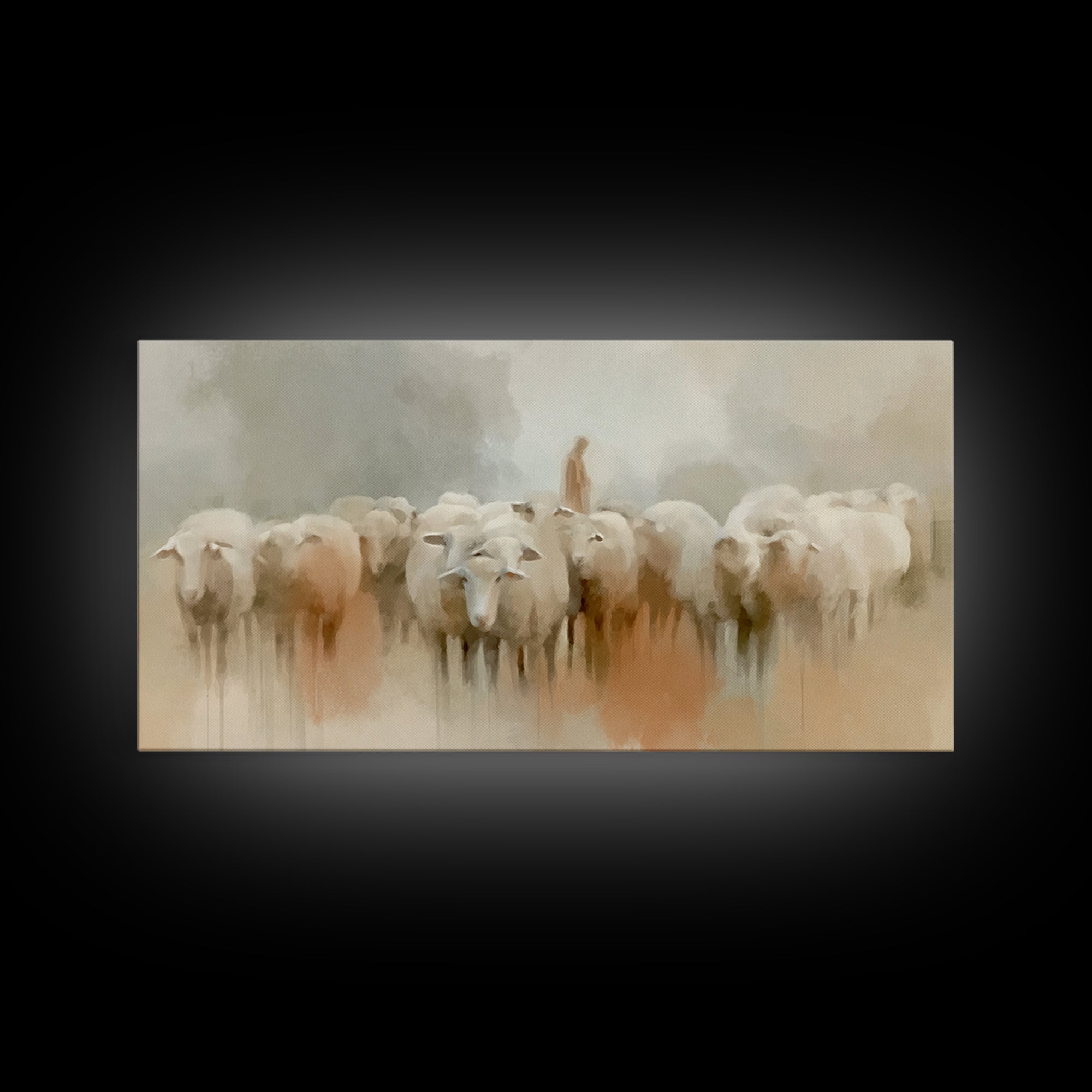 Gentle Pasture Grace, Framed Canvas Print, Christian Art Canvas, Jesus Painting, Christian Wall Art, Subtle Christian Art, Christmas Art Pr