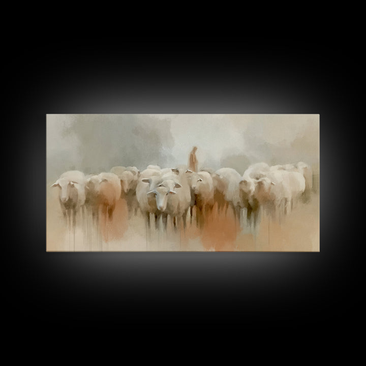 Gentle Pasture Grace, Framed Canvas Print, Christian Art Canvas, Jesus Painting, Christian Wall Art, Subtle Christian Art, Christmas Art Pr