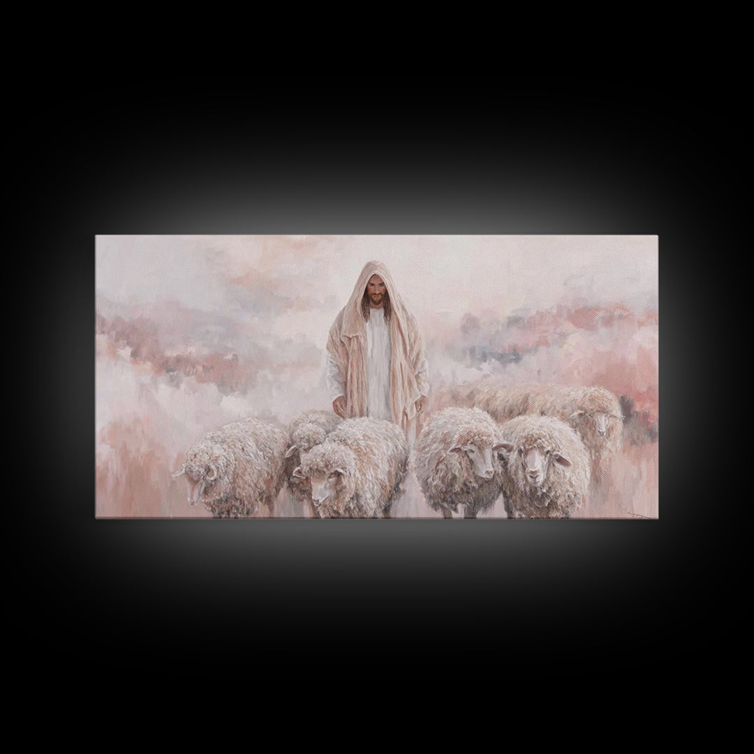 Shepherd’s Quiet Field – Framed Canvas Print – Christian Art Canvas – Christian Wall Art – Jesus Painting – Christian Christmas Art – Chris
