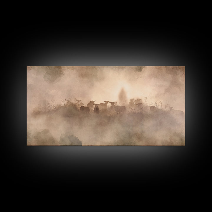 Misty Shepherd Path – Framed Canvas Print – Christian Wall Art – Christian Art Canvas – Jesus Painting – Moody Christian Art – Christian De