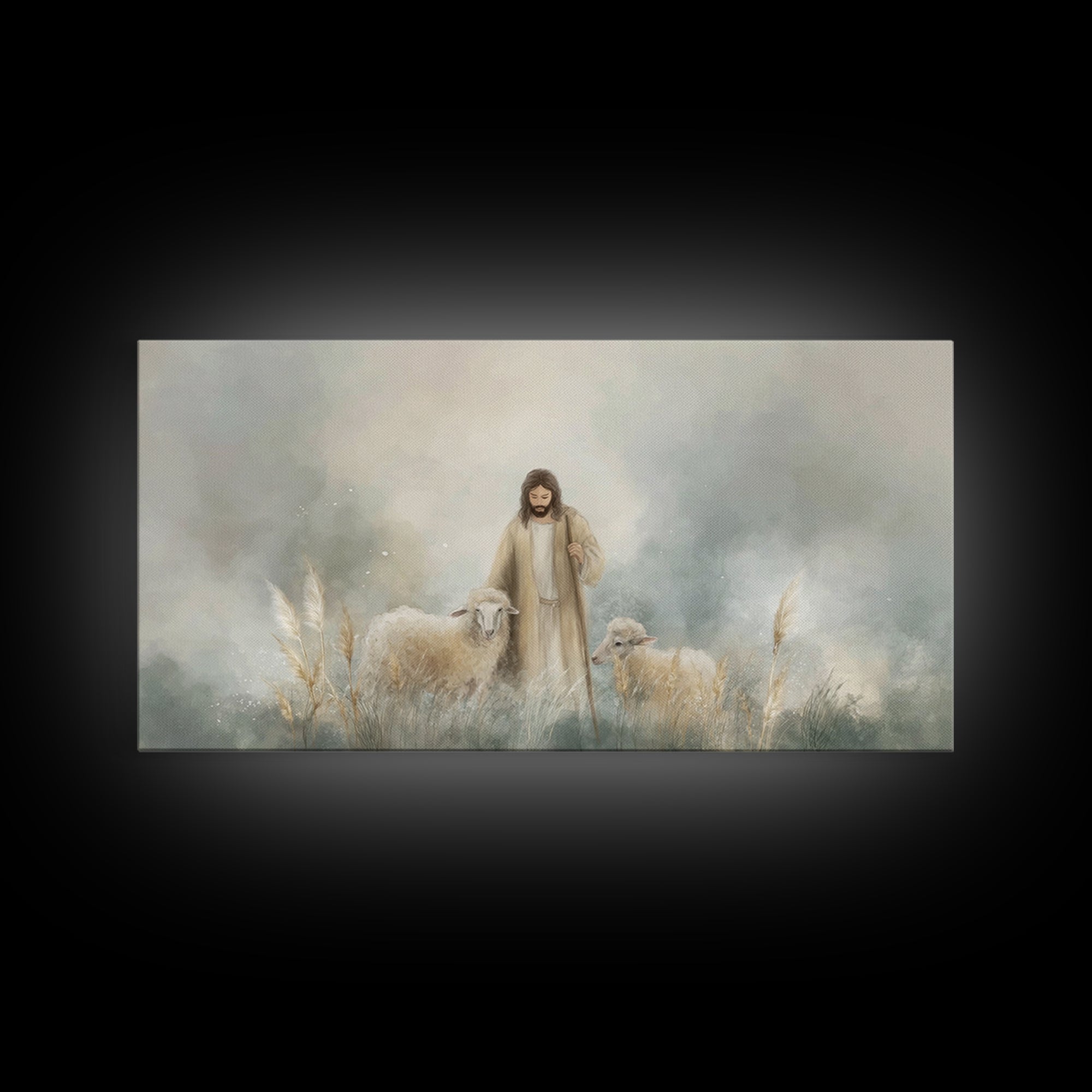 Gentle Shepherd Grace | Framed Canvas Print | Christian Art Canvas | Jesus Painting | Christian Wall Art | Subtle Christian Art | Christian
