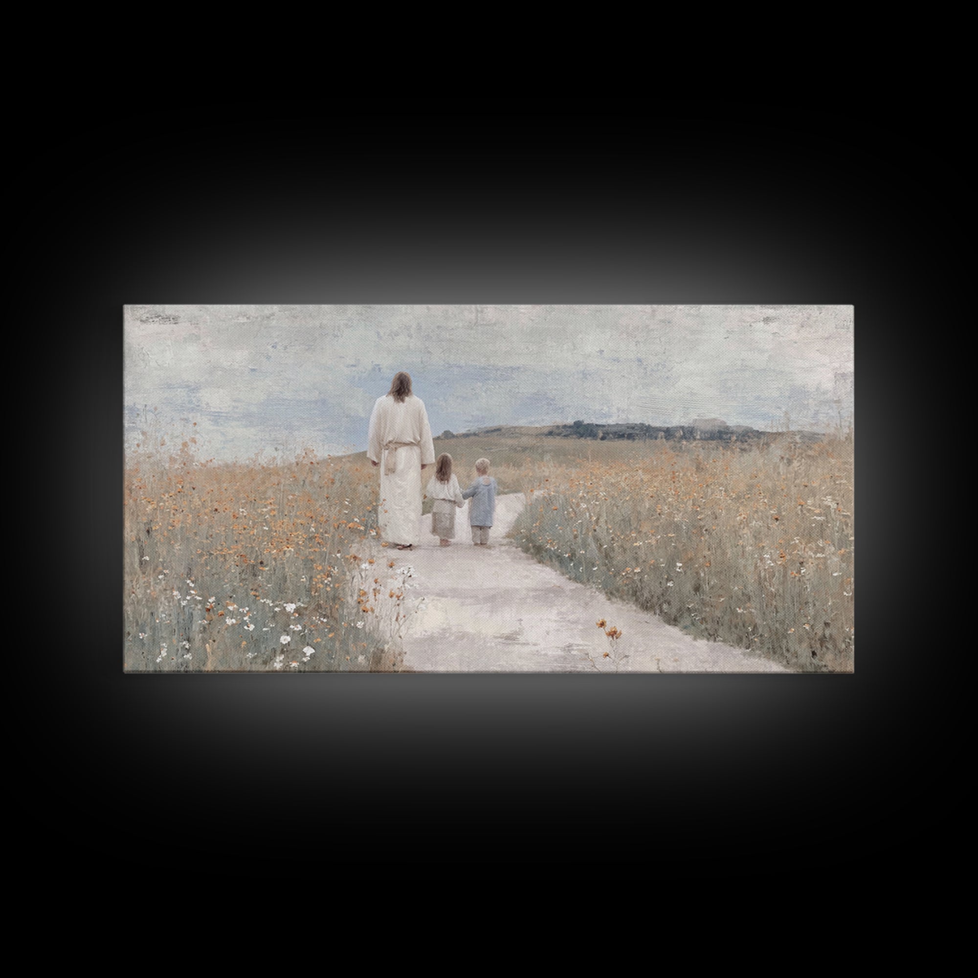 Wildflower Journey Light – Framed Canvas Print – Christian Art Canvas – Jesus Painting – Christian Wall Art – Christian Gift – Subtle Chris