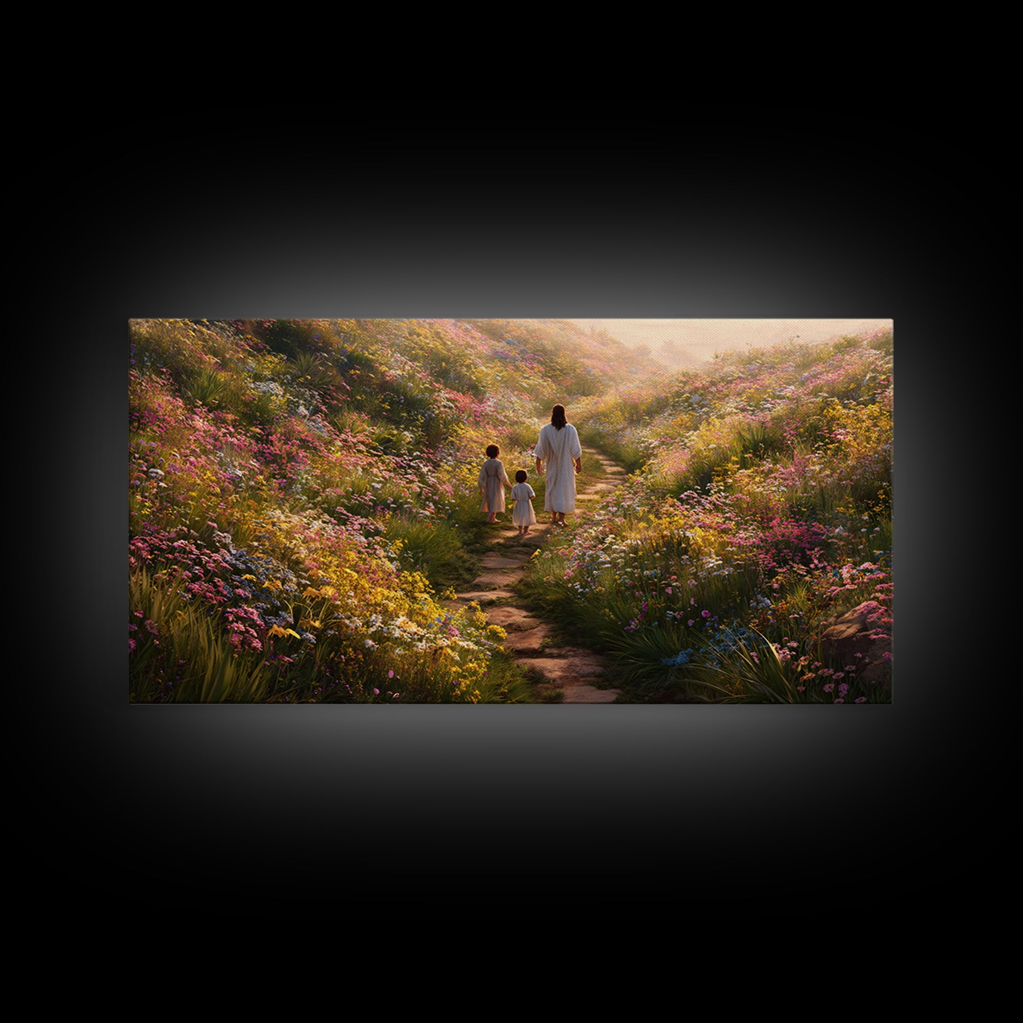 Blooming Path Grace – Framed Canvas Print – Christian Art Canvas – Christian Wall Art – Jesus Painting – Large Christian Art – Modern Chris