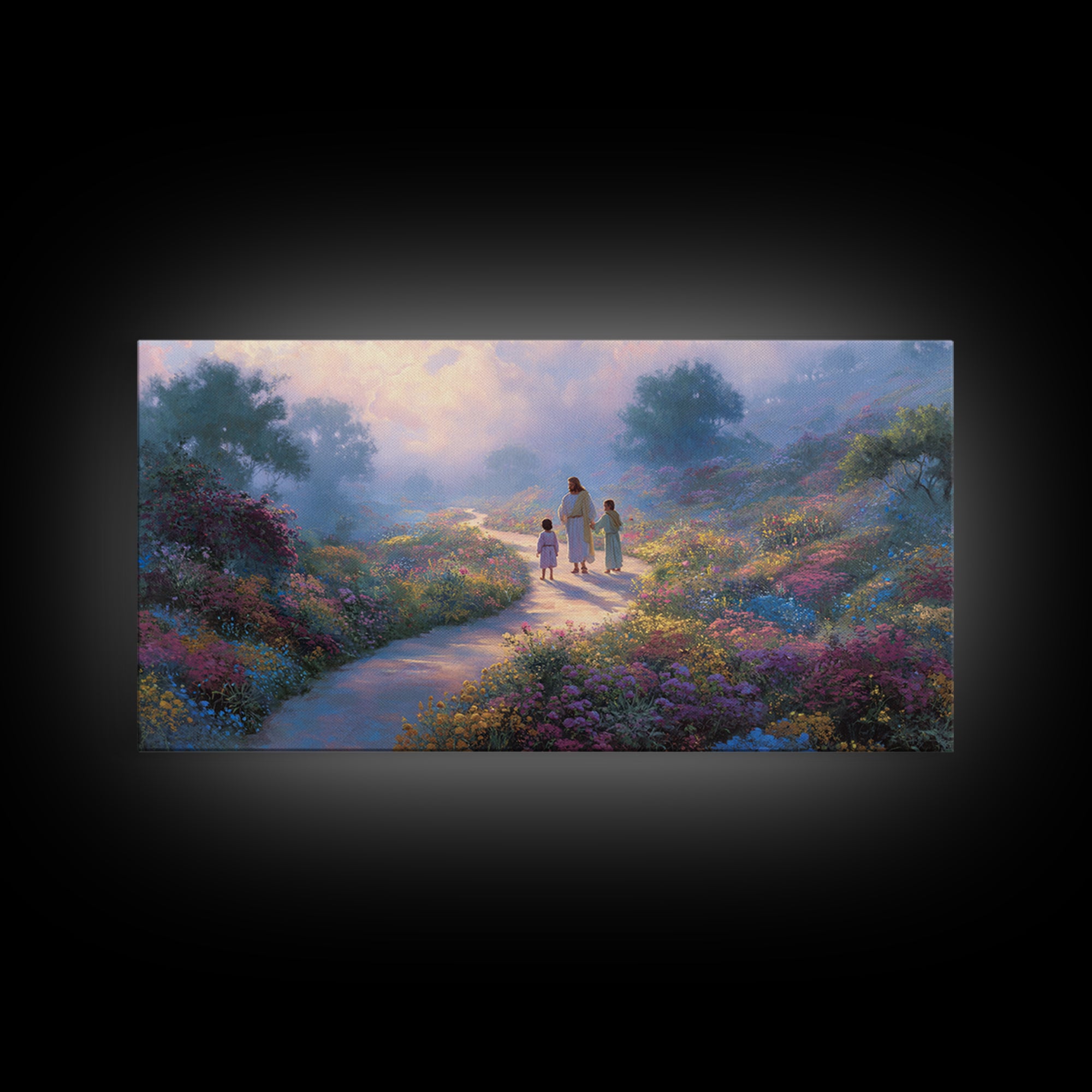 Garden Of Light | Framed Canvas Print | Christian Art Canvas | Christian Wall Art | Jesus Painting | Christian Decor | Christmas Art