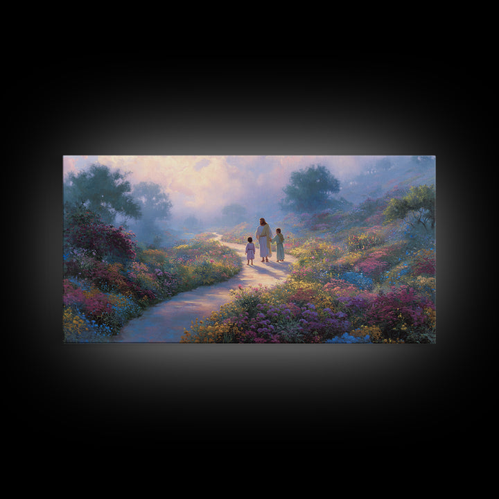 Garden Of Light | Framed Canvas Print | Christian Art Canvas | Christian Wall Art | Jesus Painting | Christian Decor | Christmas Art
