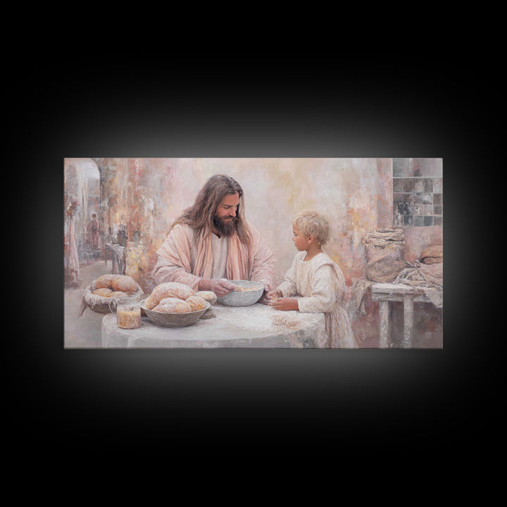 Bread Of Heaven | Framed Canvas Print | Jesus Painting | Christian Art Canvas | Christian Wall Art | Christian Decor | Christian Gift