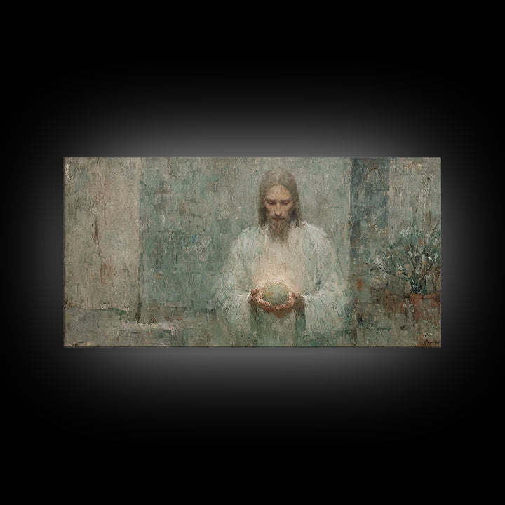 Heavenly Glow, Framed Canvas Print, Christian Art Canvas, Christian Wall Art, Jesus Painting, Christian Decor, Modern Christian Art