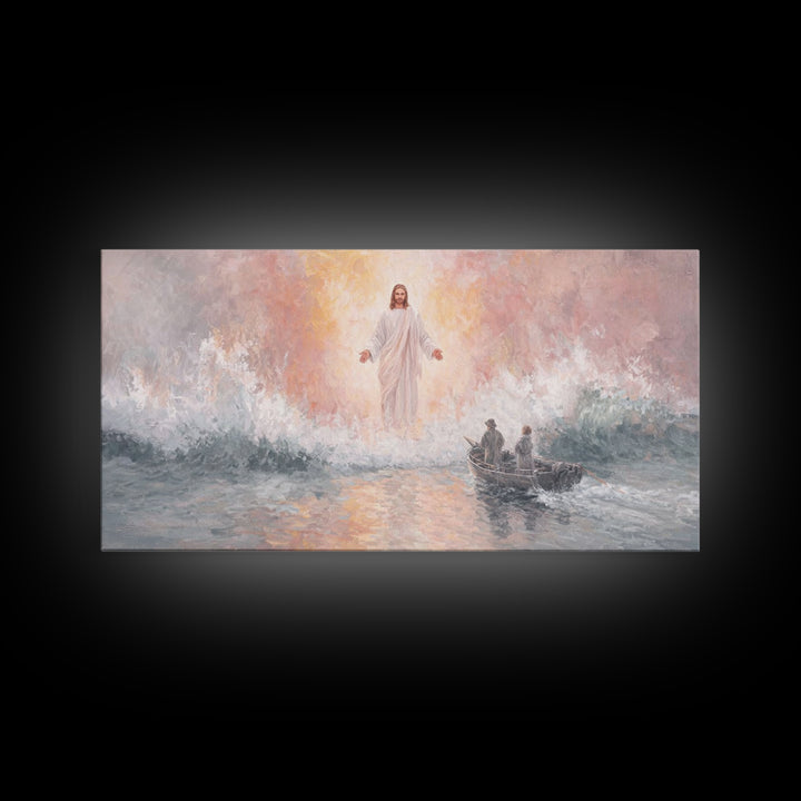 Waves Of Calling | Framed Canvas Print | Jesus Painting | Christian Wall Art | Christian Art Canvas | Christian Decor | Large Christian Art