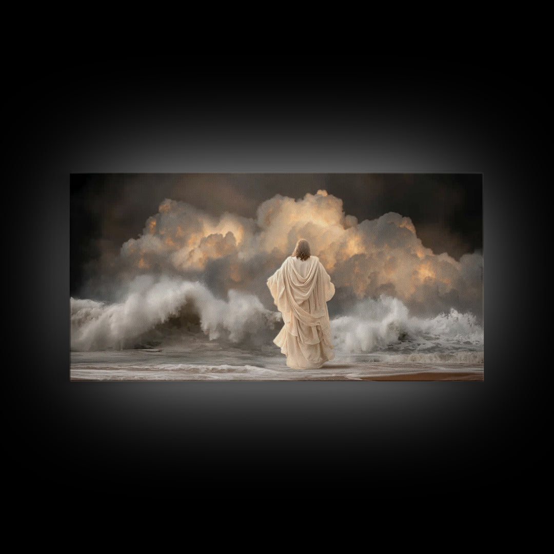 Dawn Of Mercy – Framed Canvas Print – Jesus Art Print – Christian Wall Art – Modern Christian Art – Christmas Art – Christian Gift Ideas