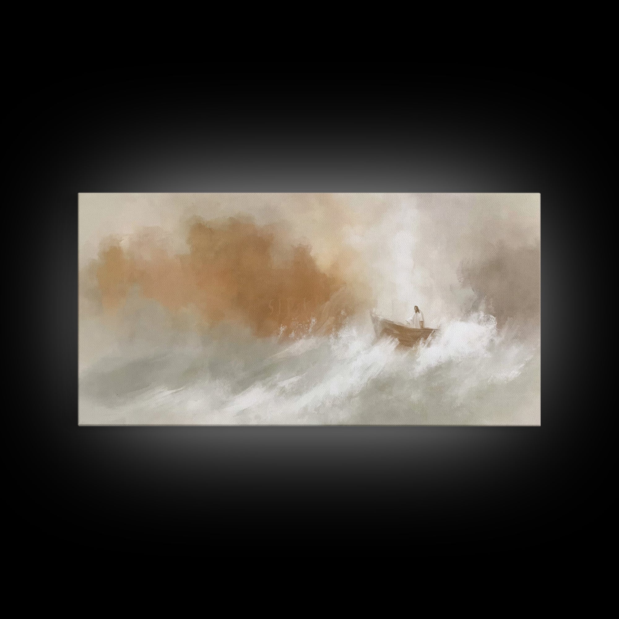 Calm In The Storm – Framed Canvas Print – Christian Art Print – Jesus Painting – Christian Wall Art – Moody Christmas Art – Christian Chris