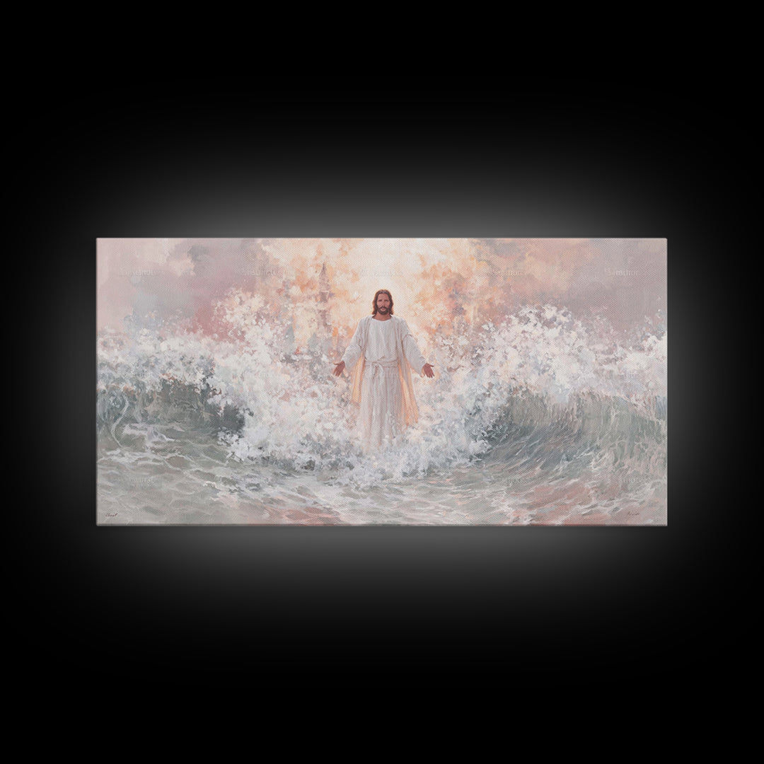 Stormlight Redeemer – Framed Canvas Print – Christian Wall Art – Jesus Art Print – Modern Christian Art – Christmas Art – Christian Decor F