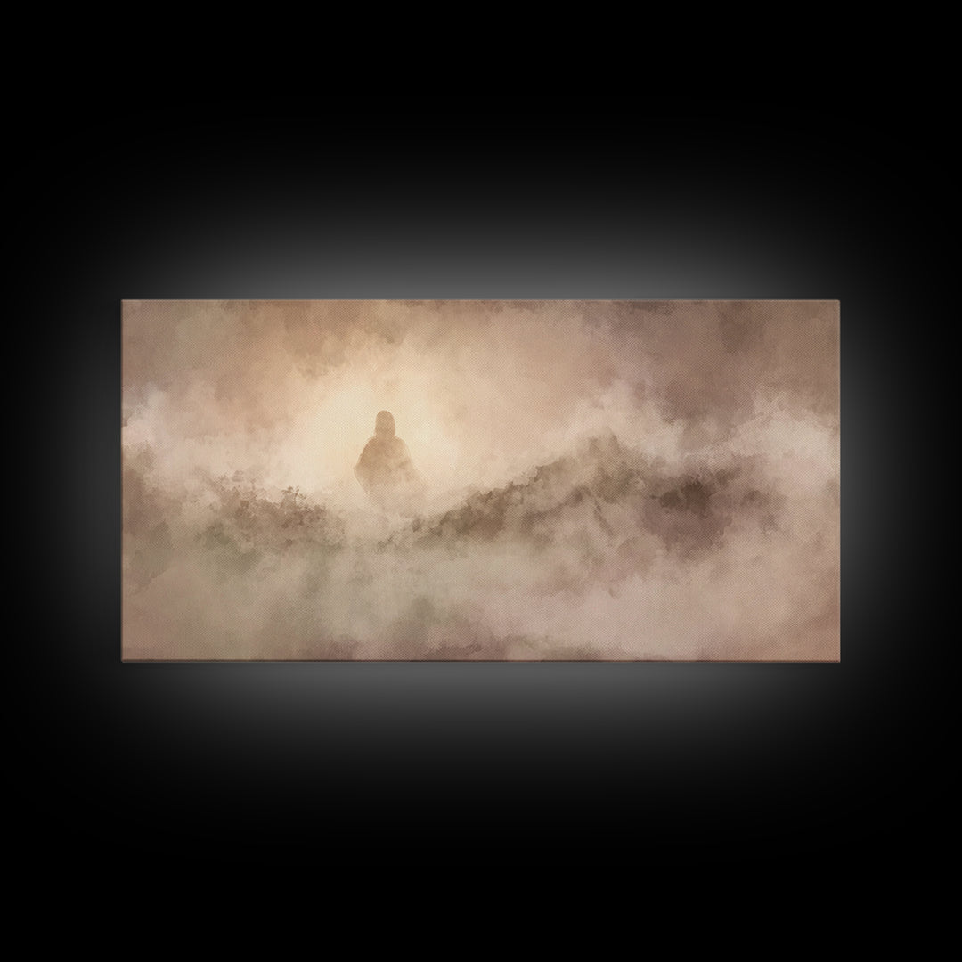 Eternal Shoreline – Framed Canvas Print – Christian Art Canvas – Moody Christian Art – Jesus Painting – Christian Wall Art – Christmas Chri