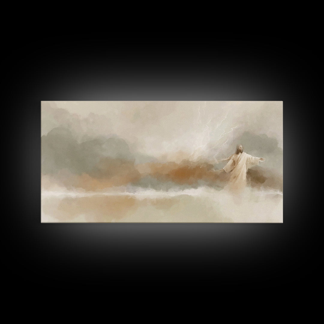 Stormlight Promise | Framed Canvas Print | Jesus Canvas Art | Christian Wall Art | Modern Christian Art | Christian Art Print | Christian C