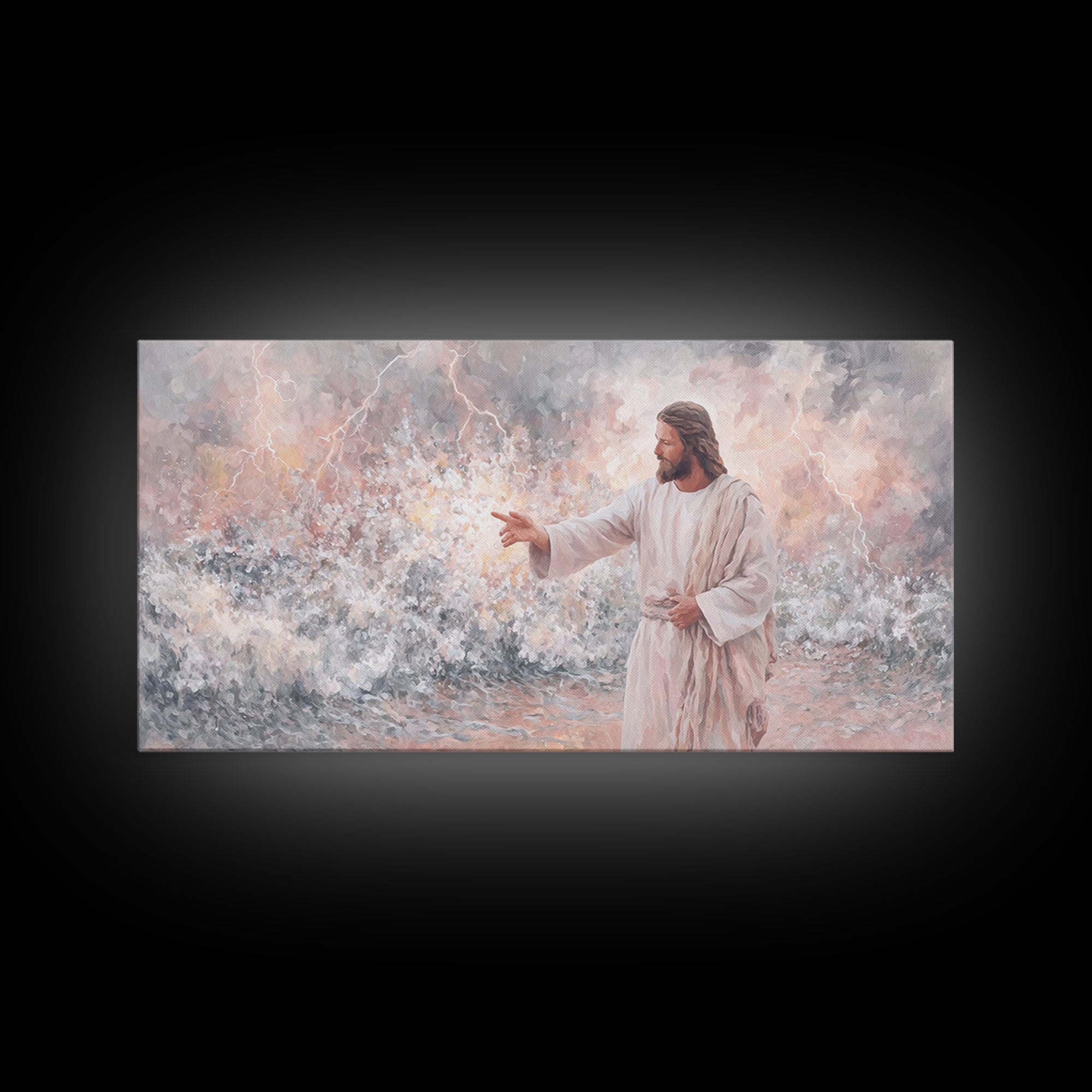 Beacon Of Authority | Framed Canvas Print | Christian Art Print | Jesus Painting | Christian Wall Art | Modern Christian Painting | Christi