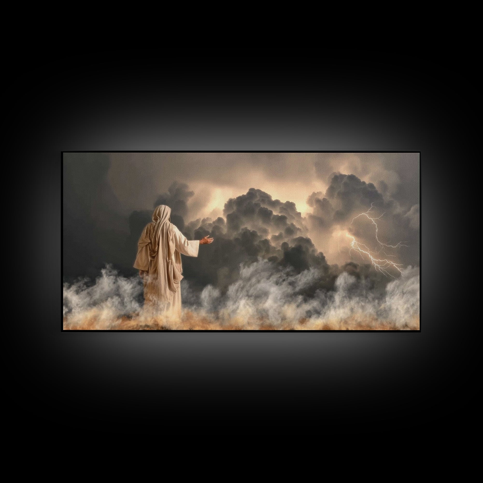 Thunder Of Glory – Framed Canvas Print – Jesus Art Print – Christian Wall Art – Christian Art Canvas – Moody Christian Art – Christian Chri