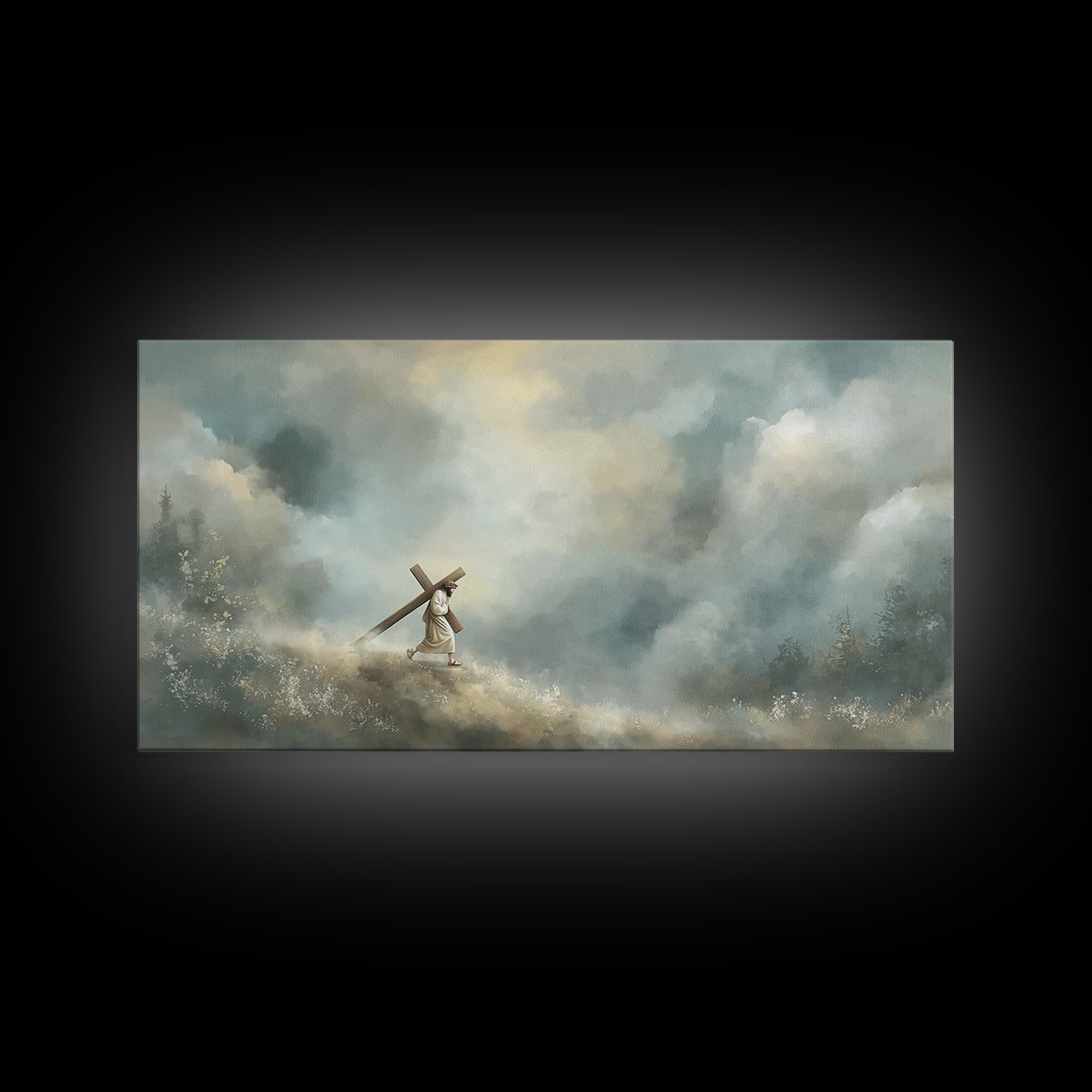 Hill Of Redemption | Framed Canvas Print | Christian Wall Art | Jesus Painting | Christian Art Canvas | Subtle Christian Art | Christian Gi
