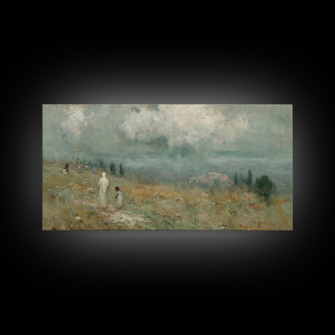 Fields Of Hope – Framed Canvas Print – Christian Christmas Art – Jesus Art Print – Christian Wall Art – Vintage Christian Art