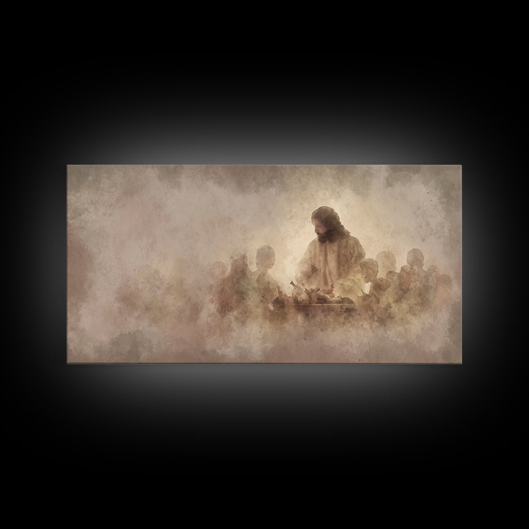 Mystic Supper – Framed Canvas Print – Christian Art Canvas – Jesus Christmas Art – Christian Art Gift – Large Jesus Painting