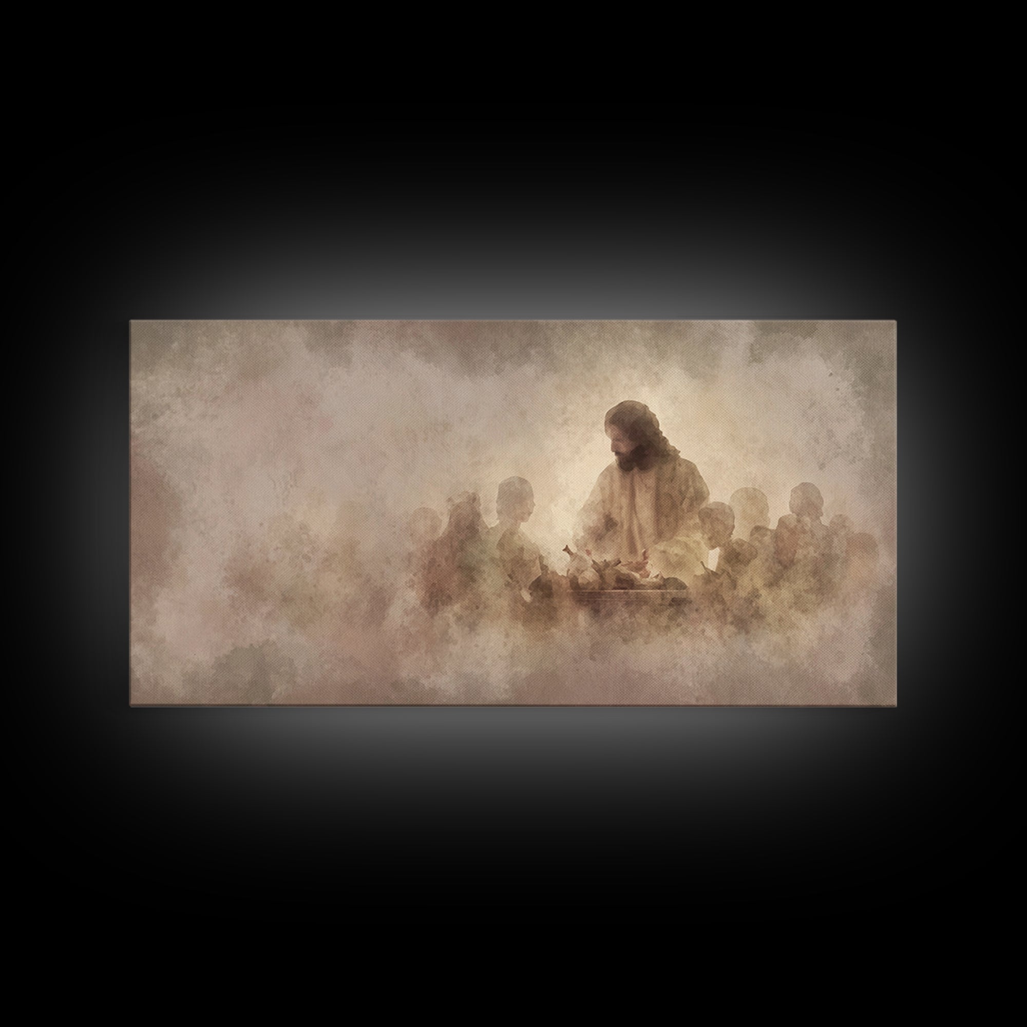 Mystic Supper – Framed Canvas Print – Christian Art Canvas – Jesus Christmas Art – Christian Art Gift – Large Jesus Painting