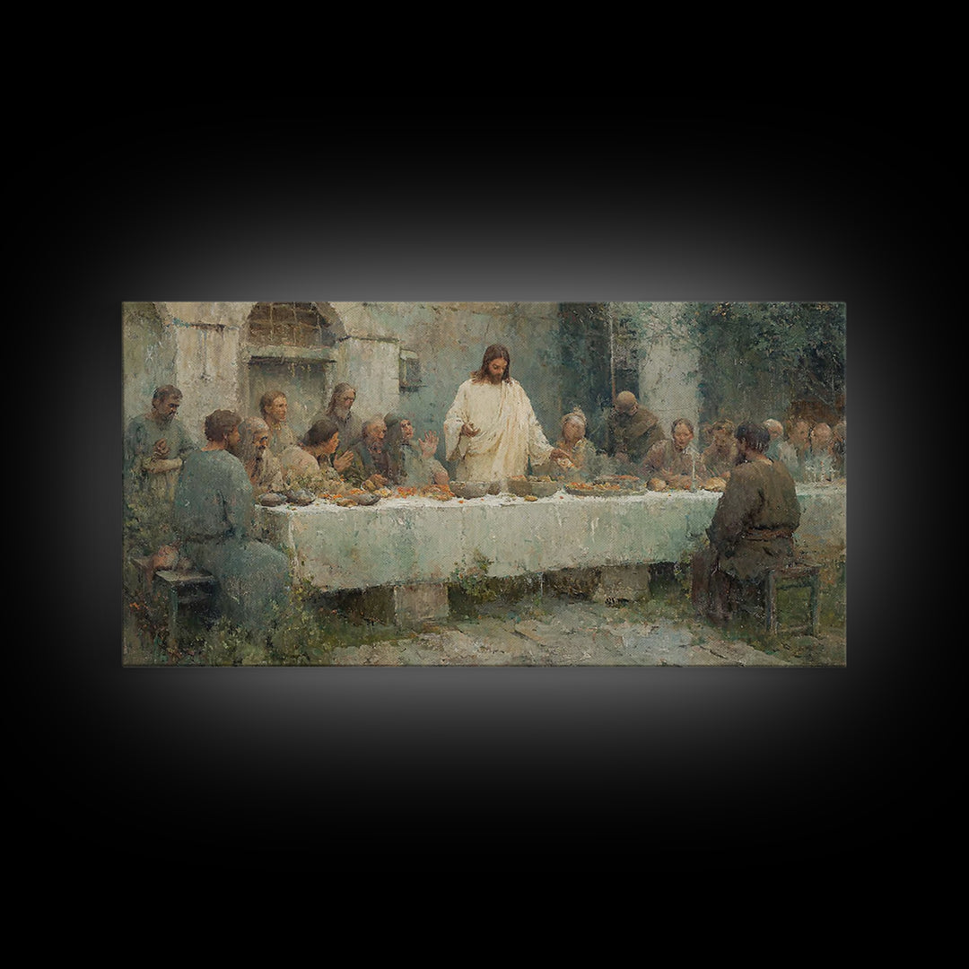Sacred Gathering, Framed Canvas Print, Christian Wall Art, Subtle Christian Paintings, Jesus Painting Canvas, Christian Decoration