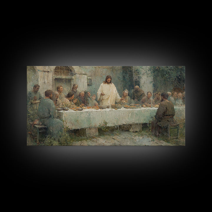 Sacred Gathering, Framed Canvas Print, Christian Wall Art, Subtle Christian Paintings, Jesus Painting Canvas, Christian Decoration