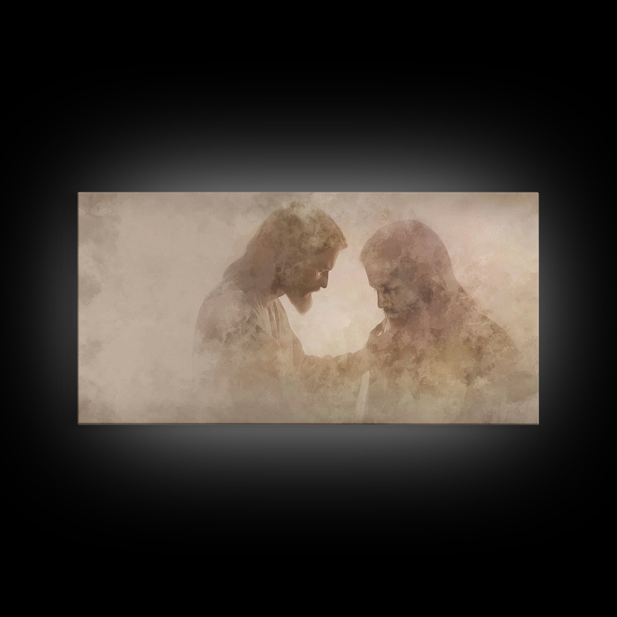 Quiet Consolation | Framed Canvas Print | Jesus Painting | Christian Art Work | Moody Christian Art | Christian Gift