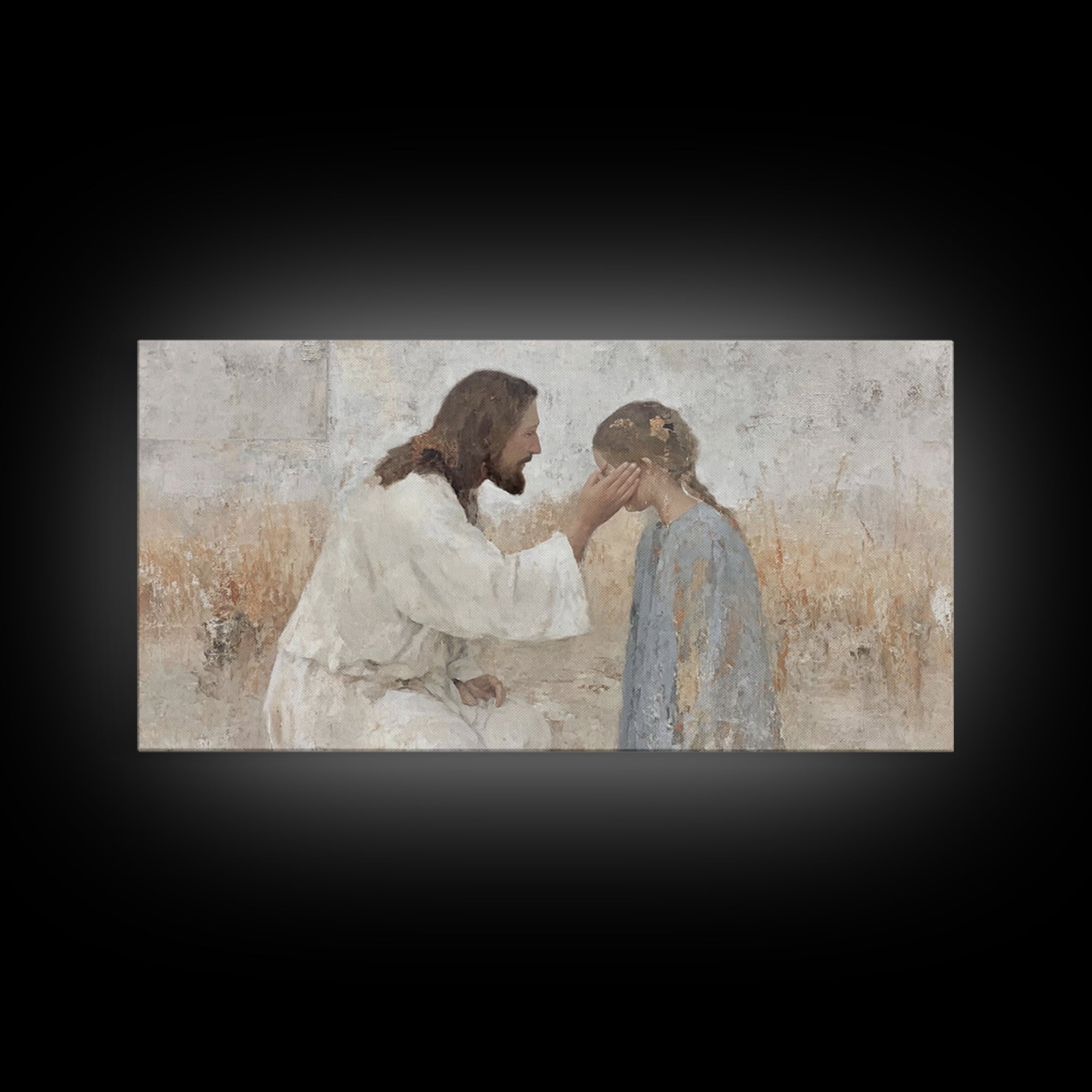 Healing Grace – Framed Canvas Print – Christian Paintings – Jesus Art Print – Minimalist Christian Art – Christian Wall Art