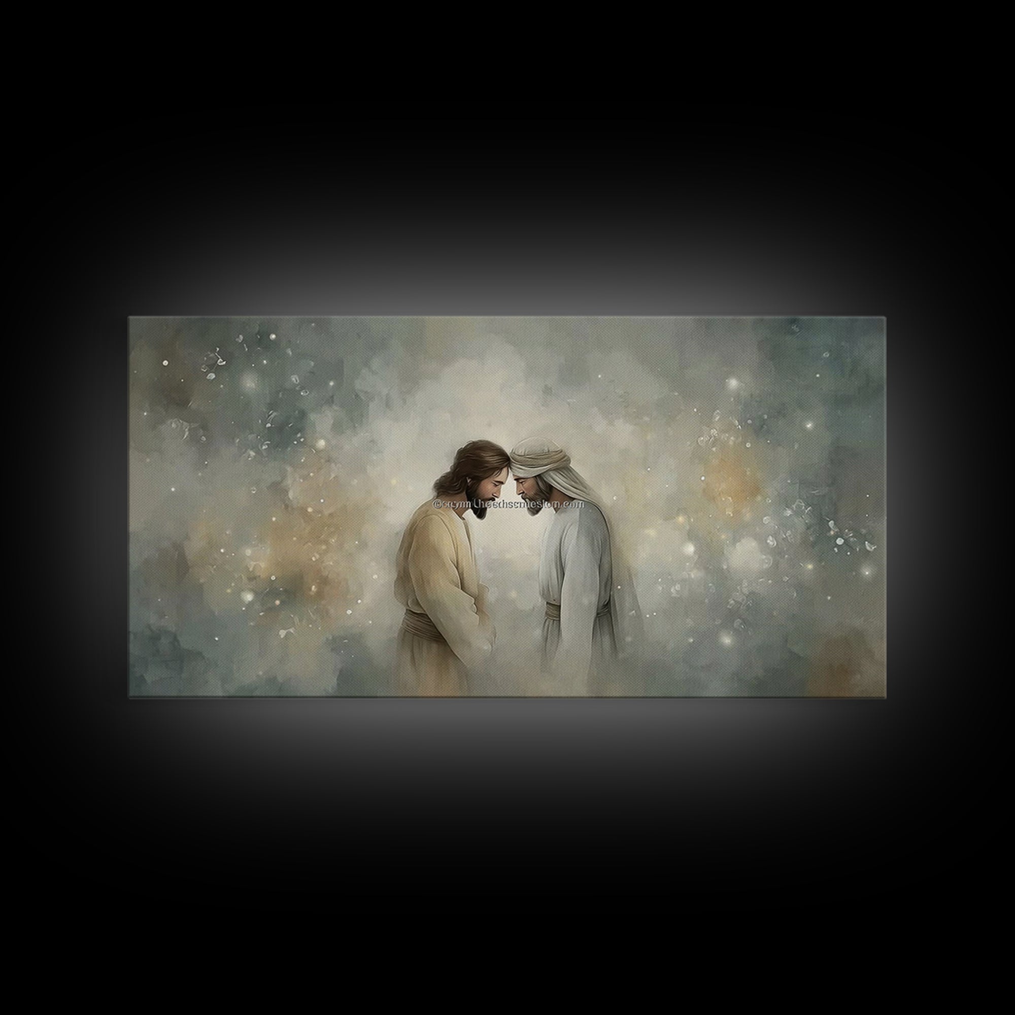 Holy Encounter – Framed Canvas Print – Jesus Painting – Christian Wall Art – Christian Art Canvas – Christmas Art